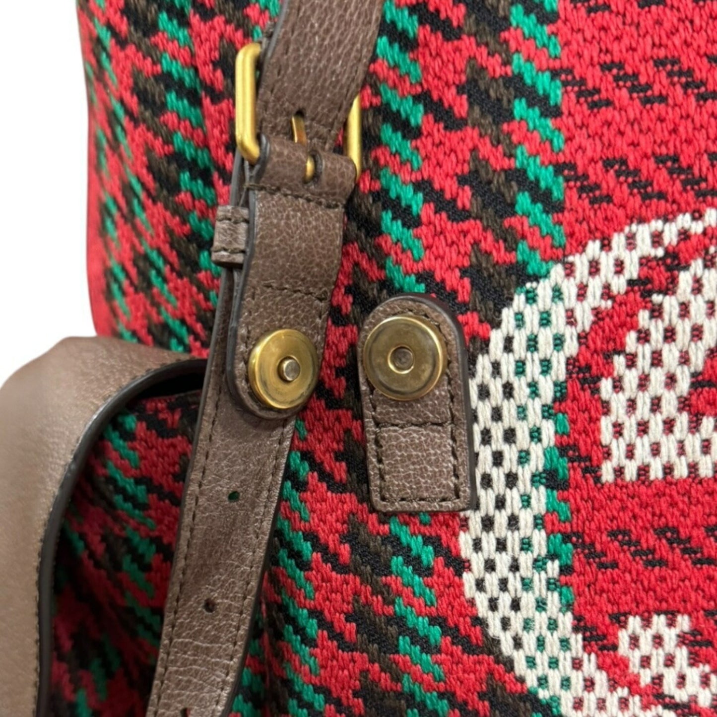 Gucci Houndstooth & Stripe Backpack/Daypack In Wool (625939)