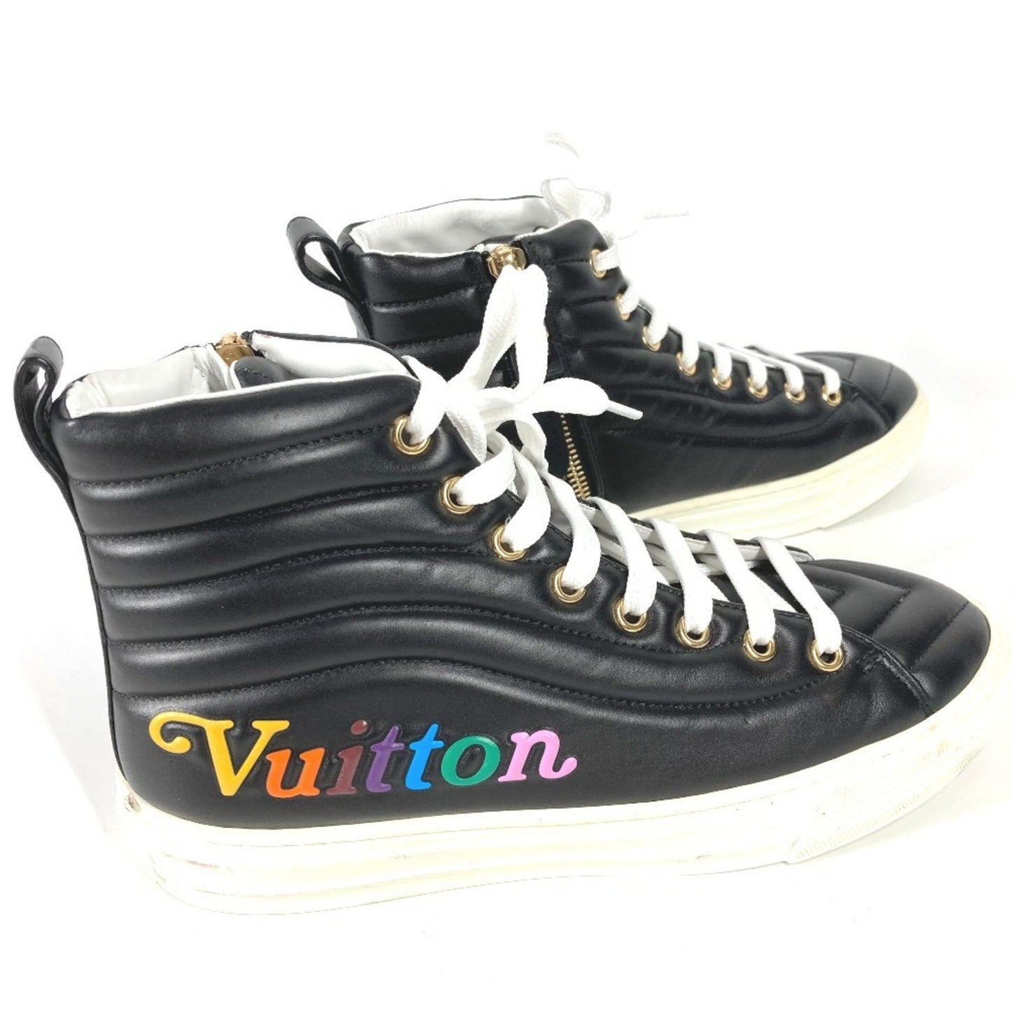 Louis Vuitton Rainbow Stellar Line High-Top Sneakers Cl0149 In Black Leather