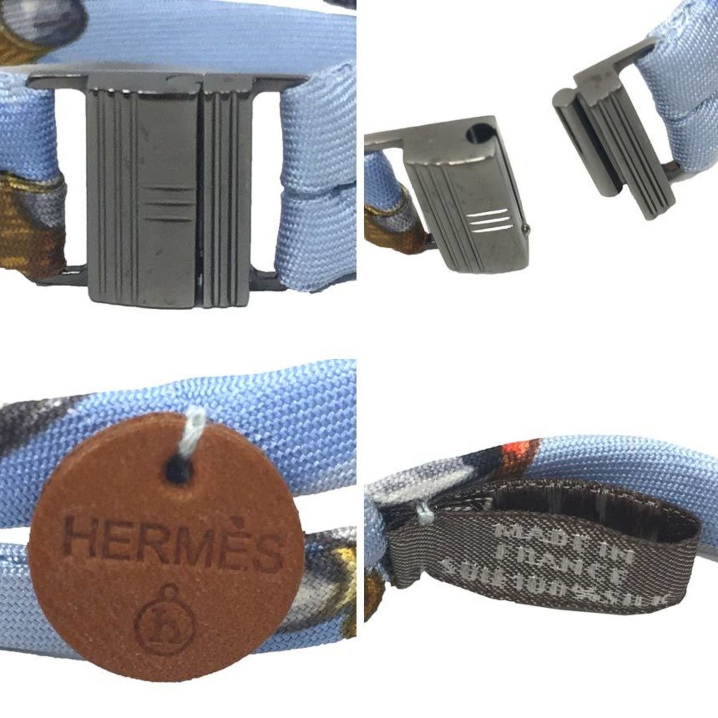 Hermes Petit H Bracelet Silk H Metal Fittings Light Blue Hermes
