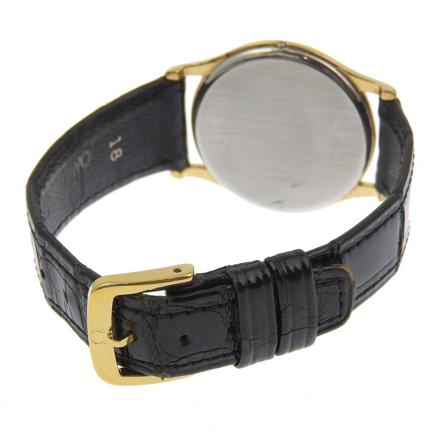 Omega De Ville Watch Cal.1365 Gold-Plated X Embossed Leather Quartz Analog Display Gold Dial