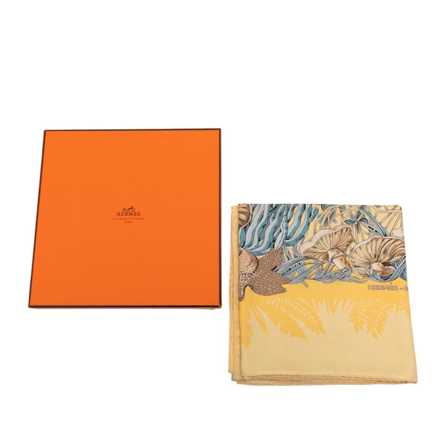 Hermes Herms Carr 90 "L'Ile Deserte" Desert Island Scarf In Yellow