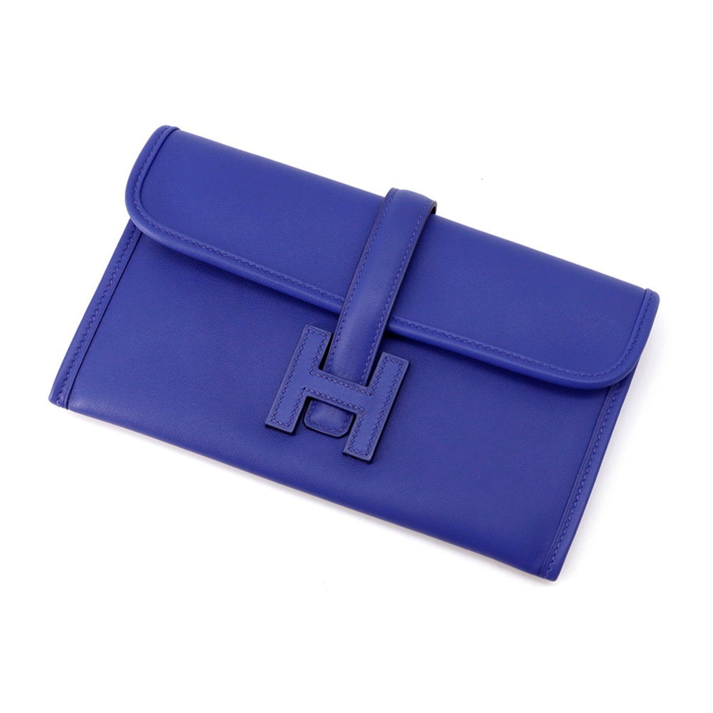 Hermes Herms Jige Duo Blue Electric Swift Long Wallet