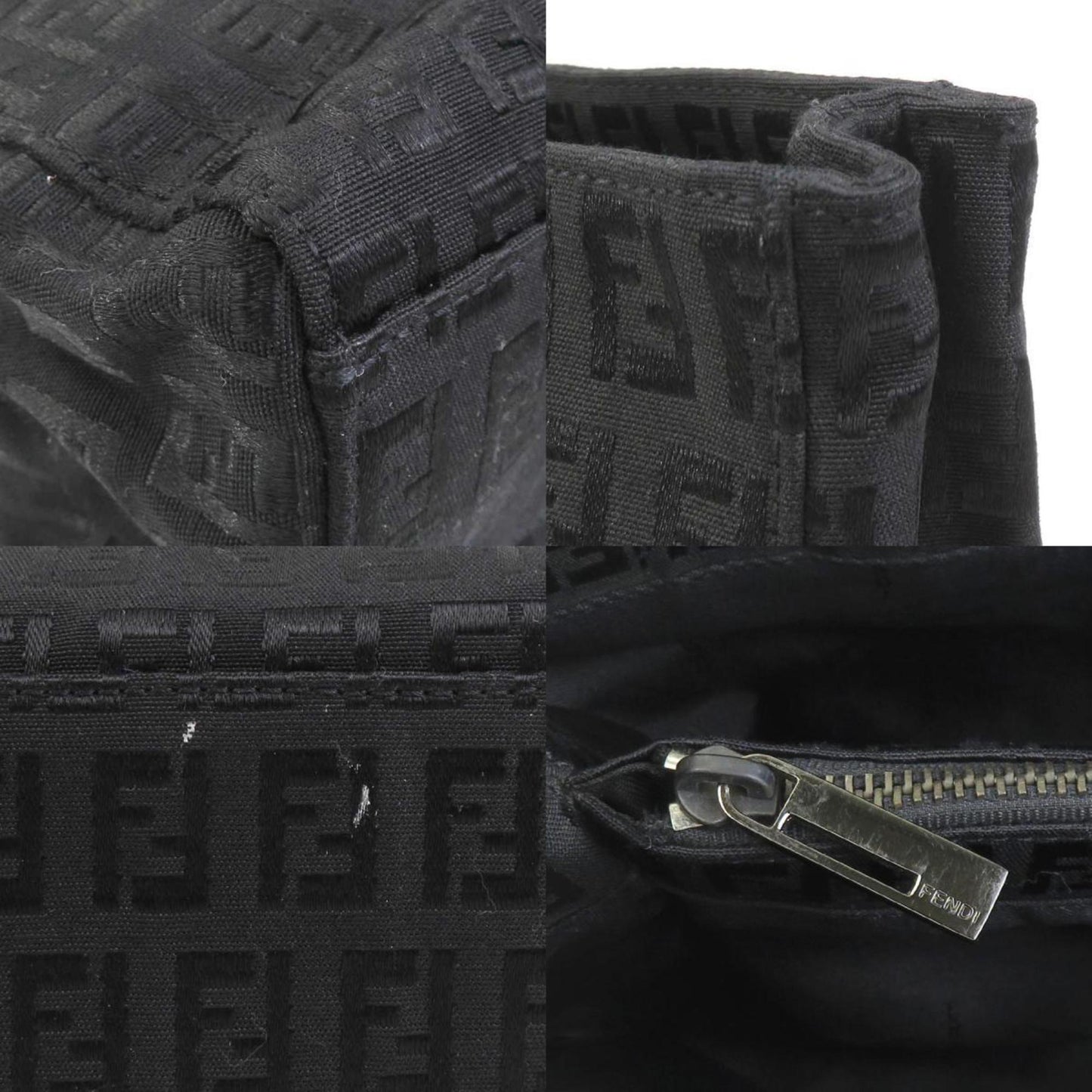 Fendi Zucchino Nylon Canvas Handbag Black