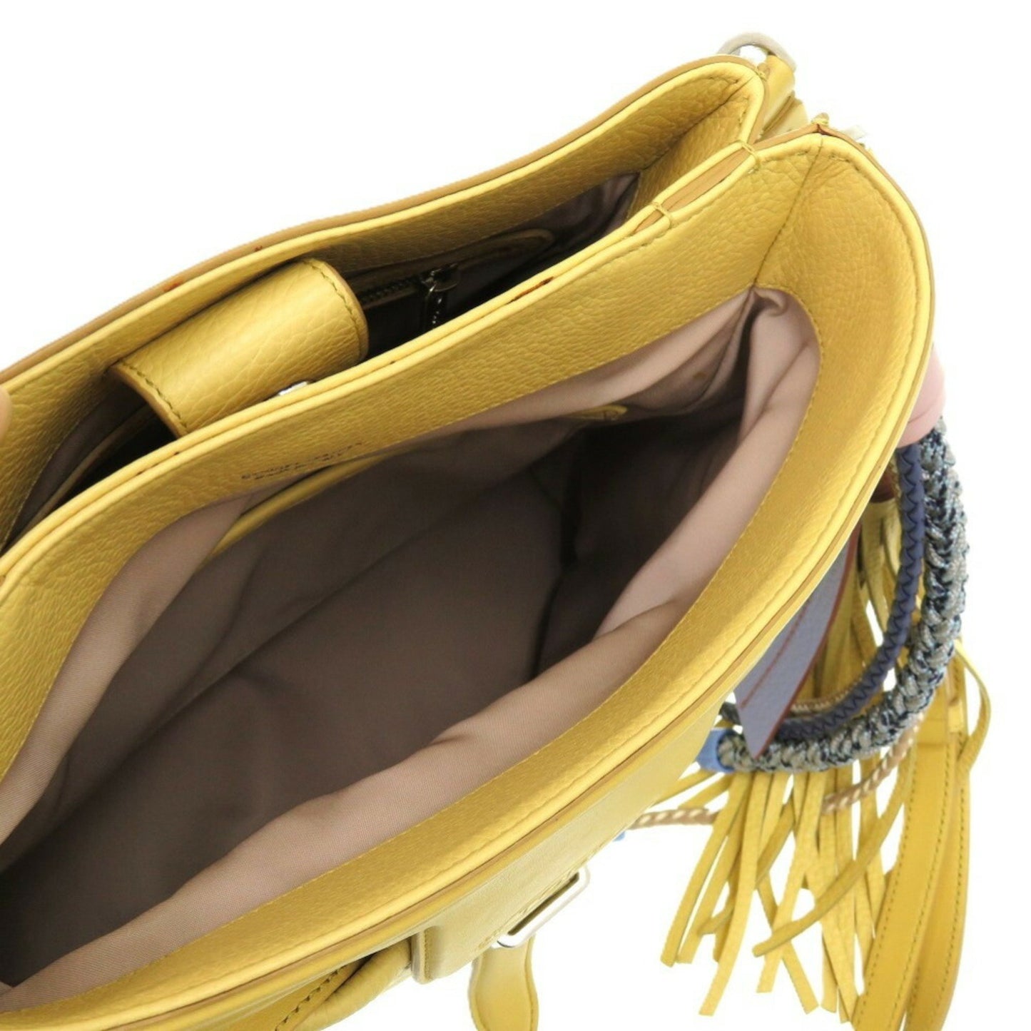 Like New Tod'S Sear D Cube Leather Yellow Shoulder Bag 1136Tod'S