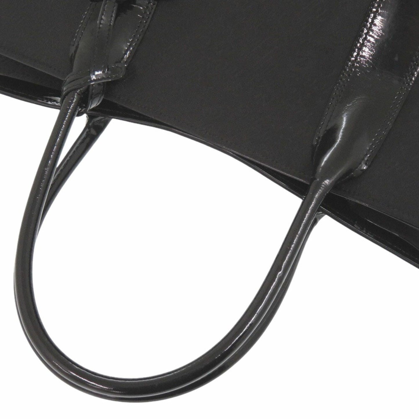 Tiffany Nylon/Patent Leather Black Tote Bag