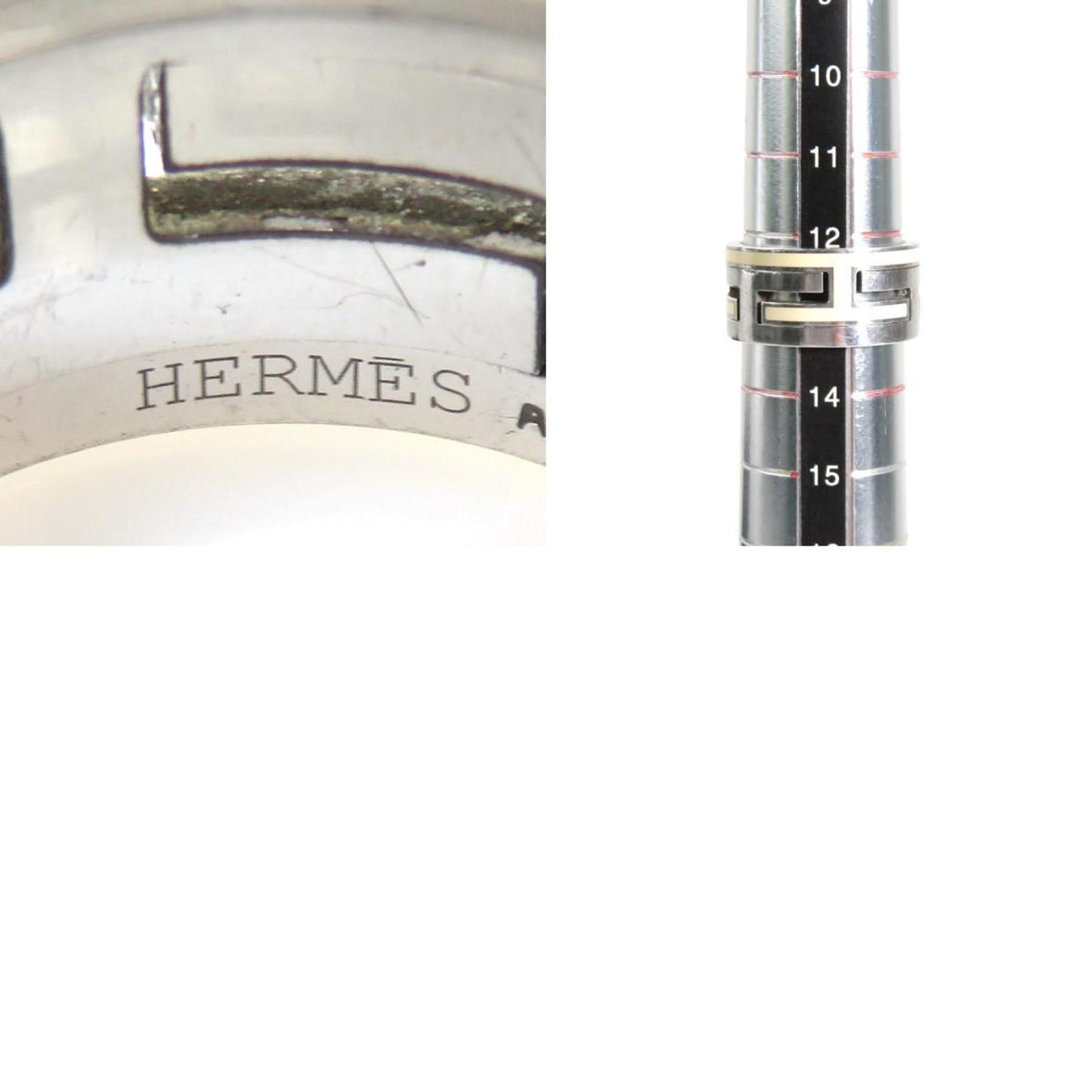 Hermes Hermes Ring Move Ash Silver 925 Enamel Off-White