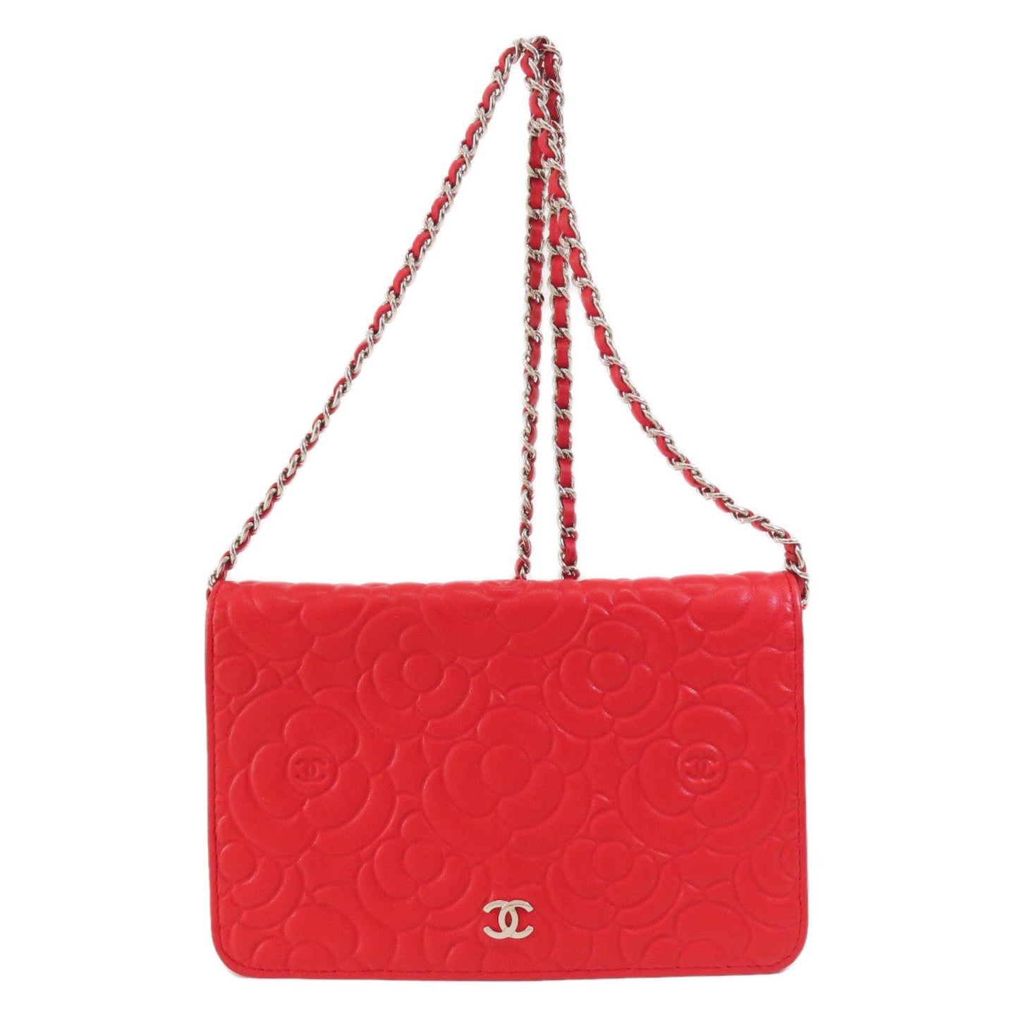 Chanel Chain Wallet Camellia Coco Mark Long Leather