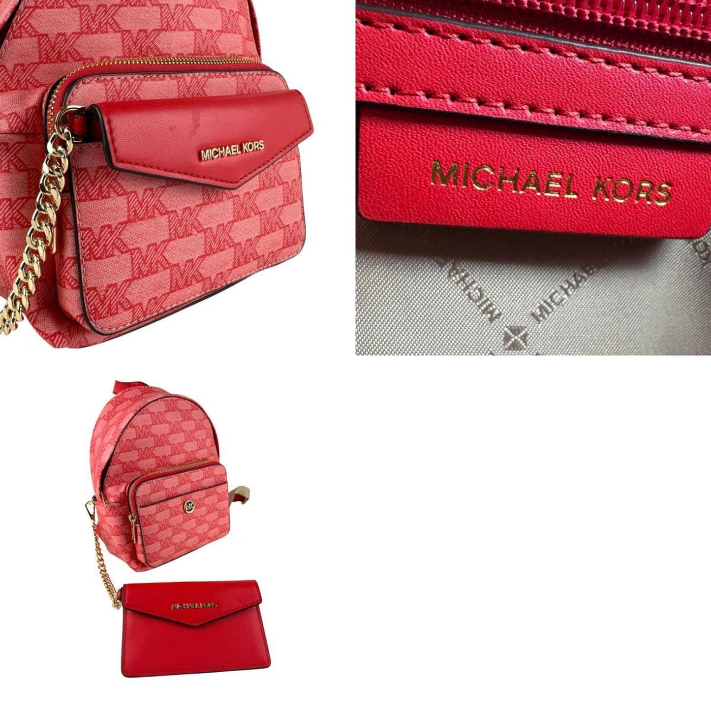 Michael Kors Backpack Leather Red Pink