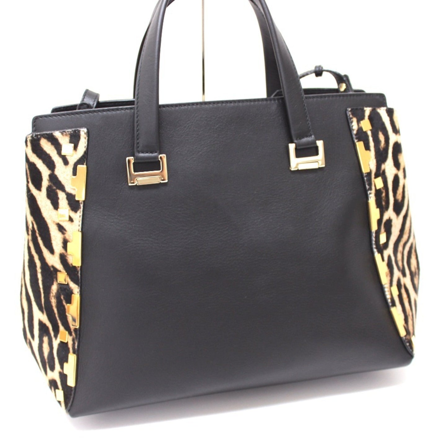 Jimmy Choo Leopard Handbag Shoulder Bag Leather Pony