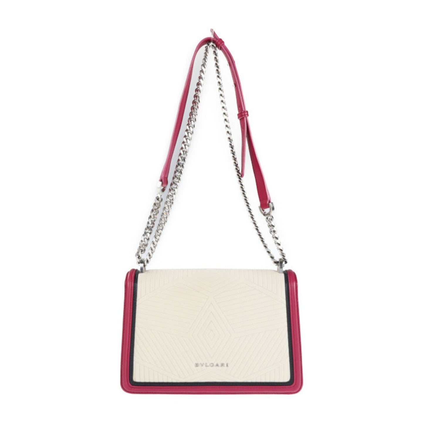 Bvlgari Bulgari Serpenti Diamond Blast Shoulder Bag Leather Fuchsia Ivory Black Quilted Chain