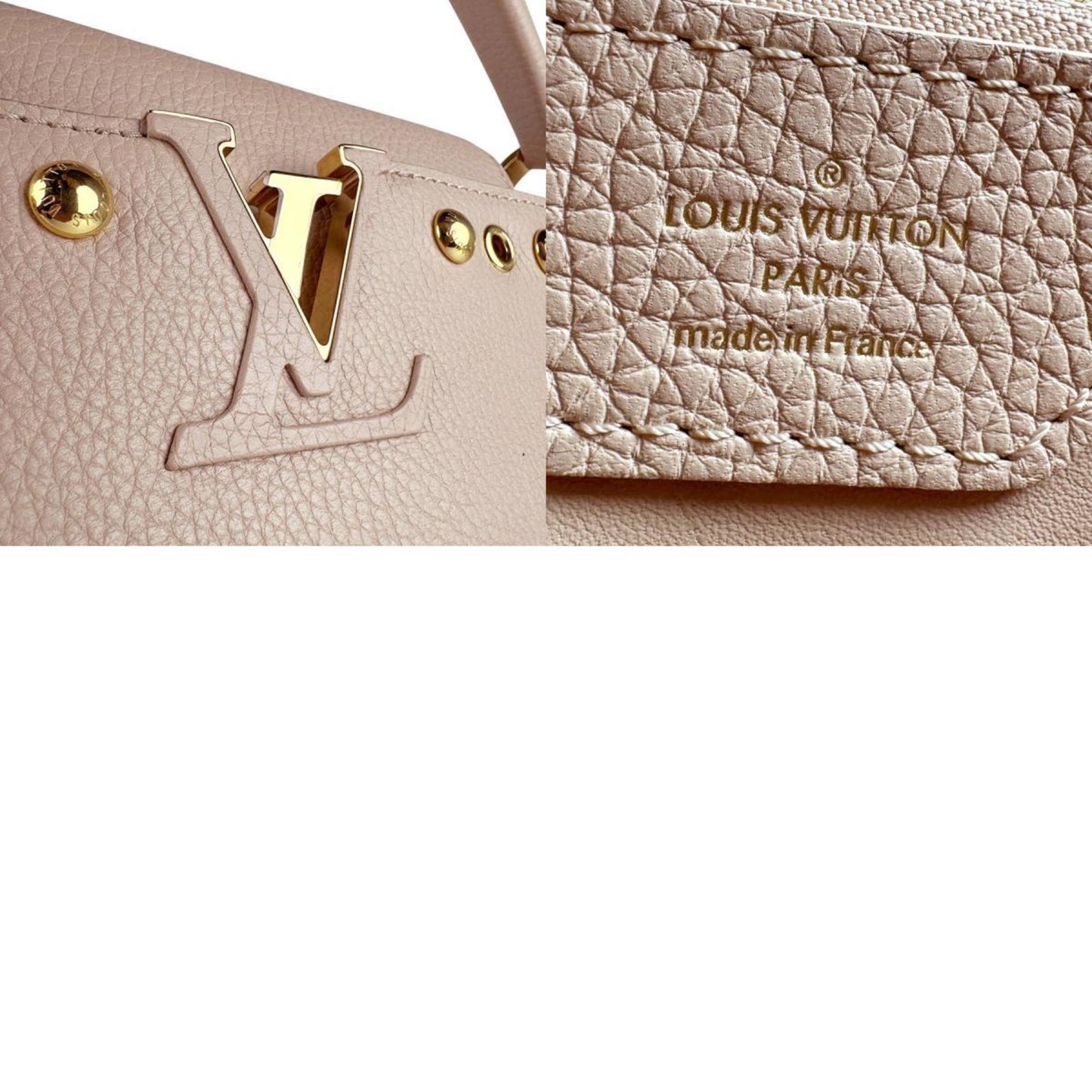 Louis Vuitton Capucines Mm Shoulder Bag/Handbag In Pink Beige Leather