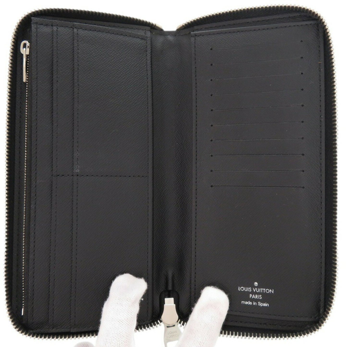 Louis Vuitton Round Zippy Wallet Vertical Taiga M30503 Noir Long Black Lv 0632Louis Vuitton