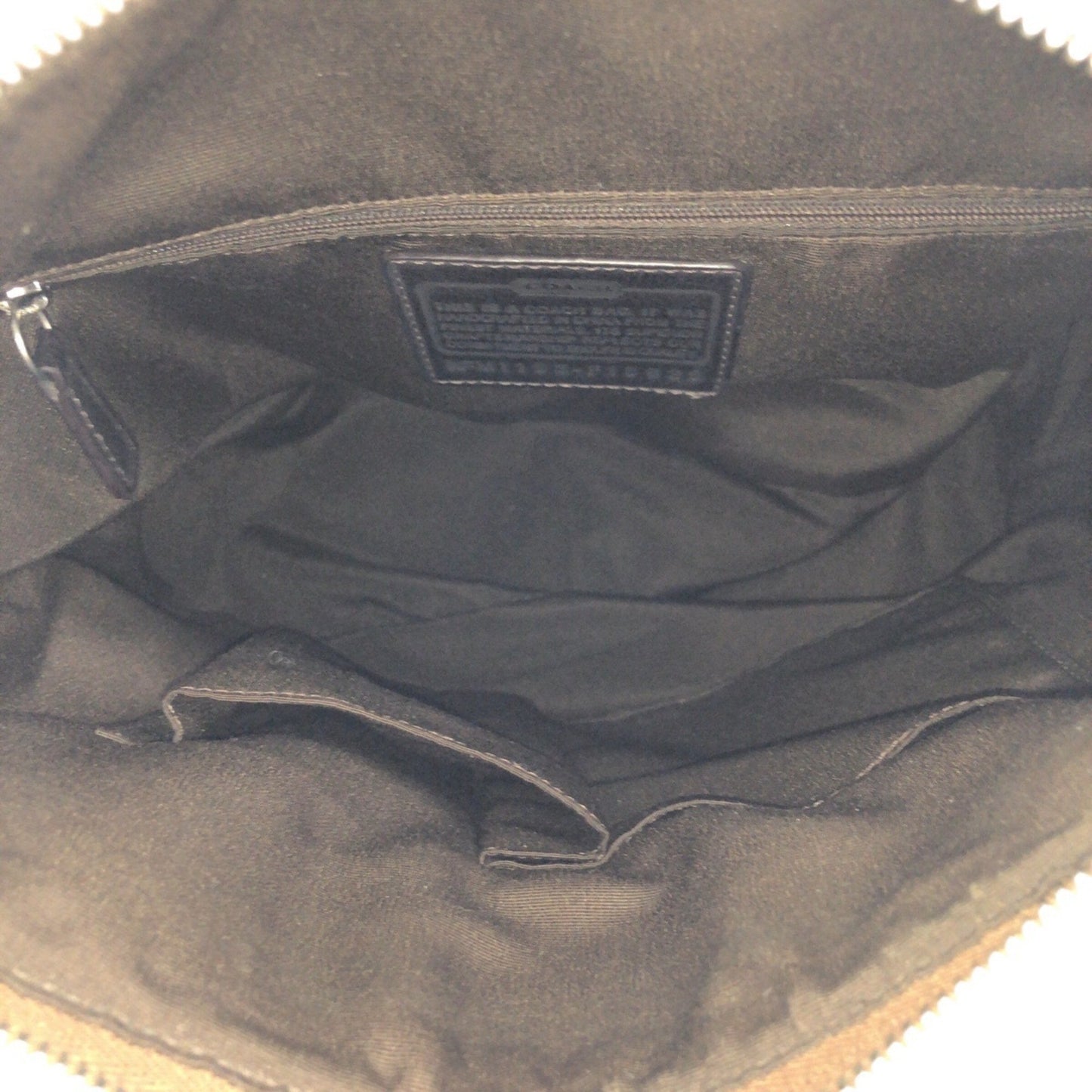 Coach Signature Brown Silver Hardware Leather Shoulder Bag Pochette