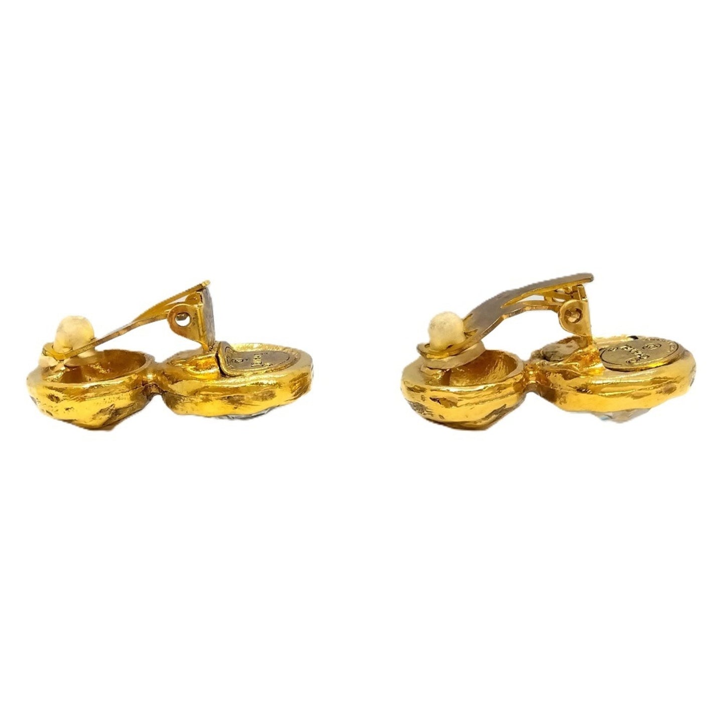 Chanel Earrings Gold Crystal Round Clip-On Gp It68Klo0Vcwk