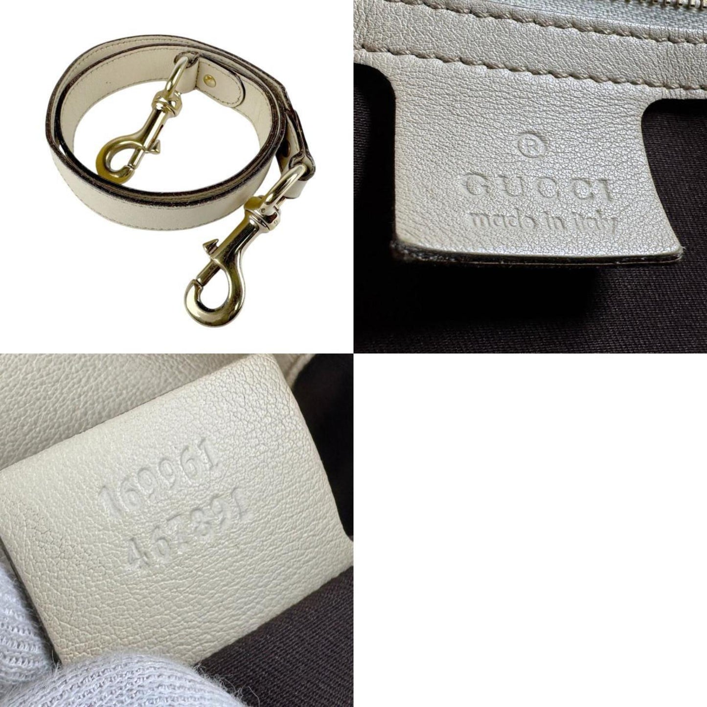 Gucci Shoulder Bag Handbag Leather Ivory