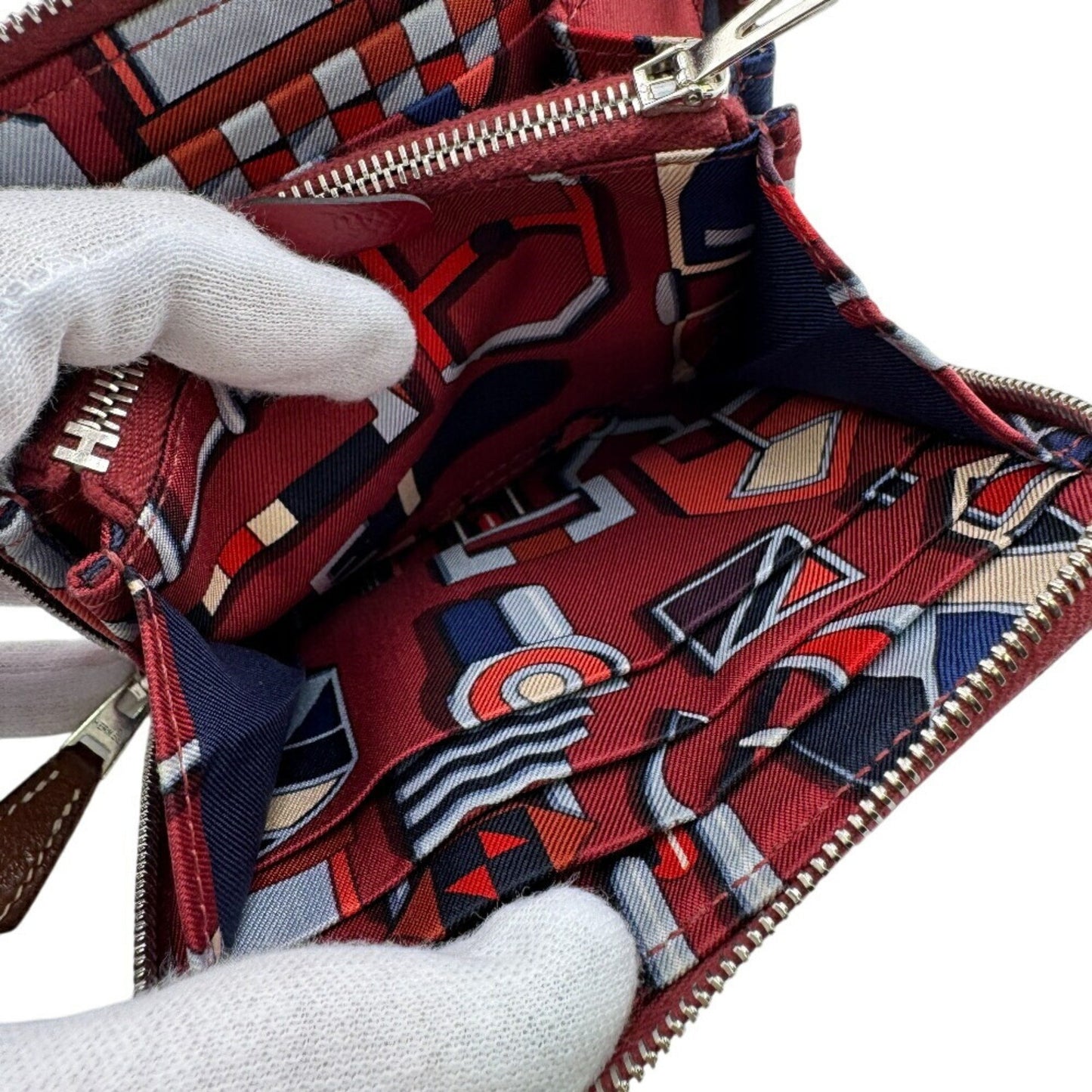 Hermes Azap Silkin Compact Coin Case Wallet Red