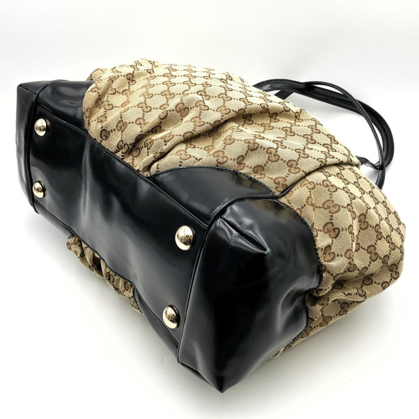 Gucci 203528 Tote Bag Shoulder Gg Canvas Beige X Black