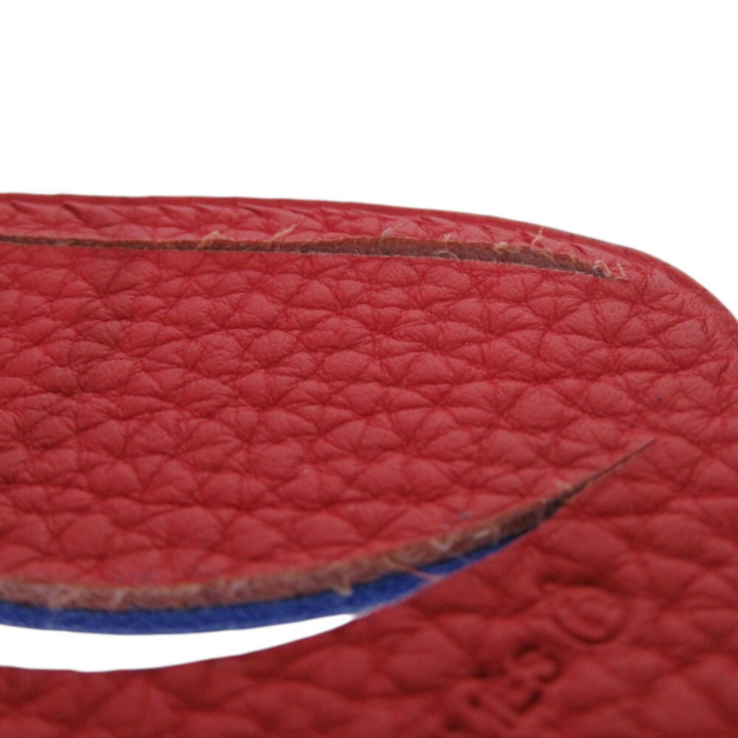 Like New Hermes Petit H Ice Cream Leather Red Blue Keychain 0070Hermes