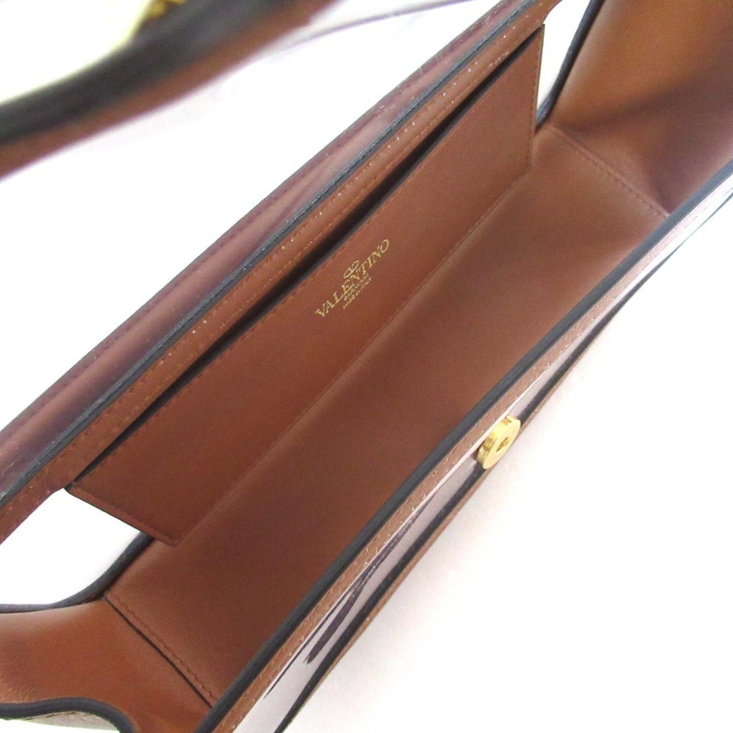 Valentino Garavani Valentino Garavani 2Way Logo Clear Chain Shoulder Bag Handbag Brown