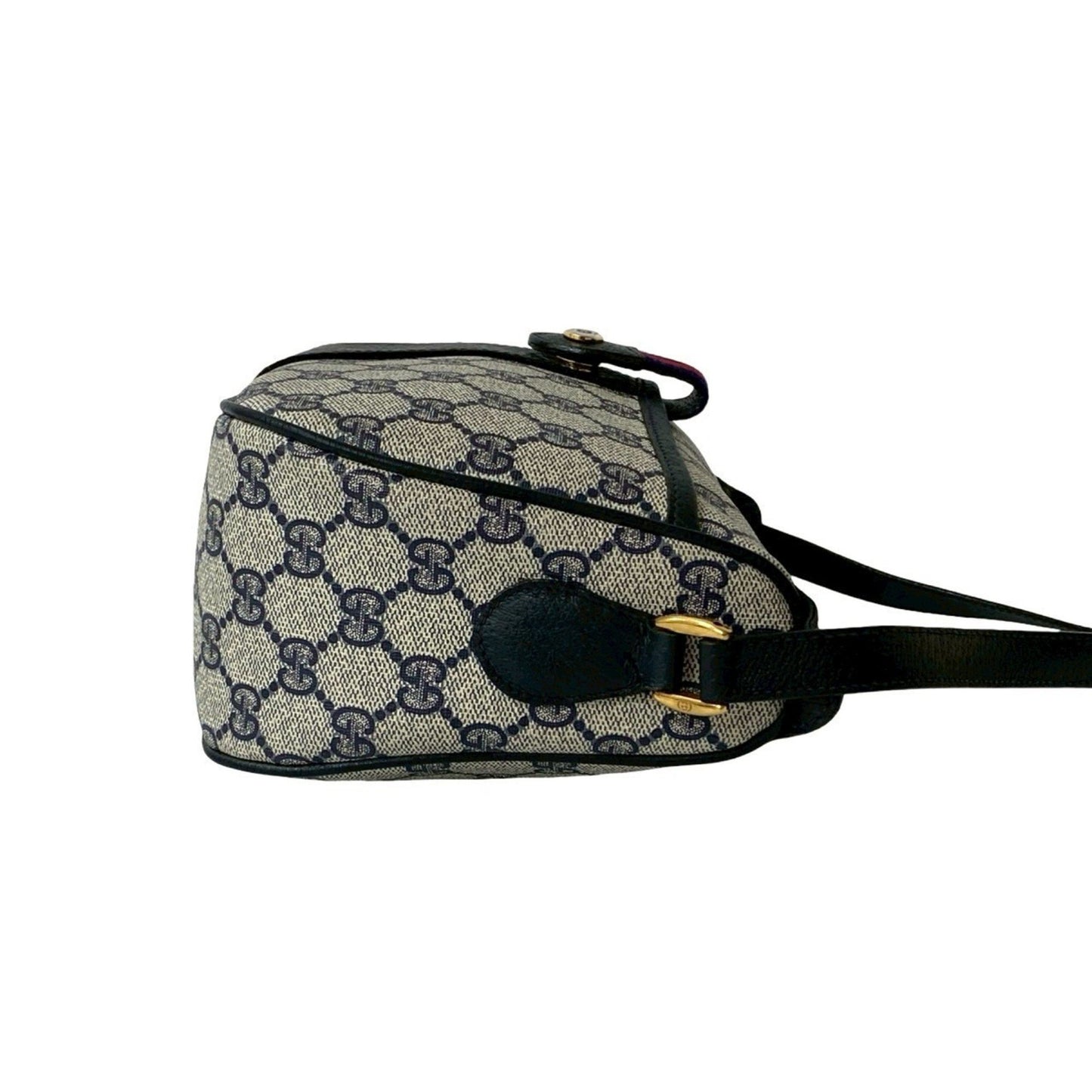 Gucci Old Gucci Sherry Line Gg Logo Hardware Leather Shoulder Bag Pochette Navy Blue 35467