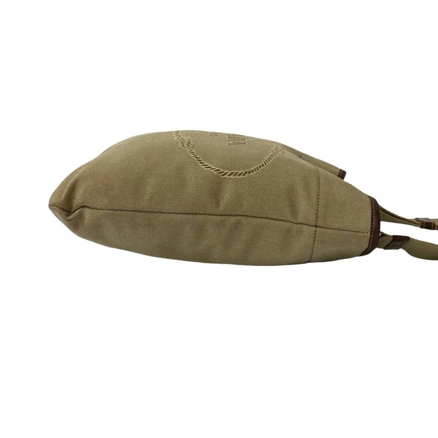 Prada Prada Logo Jacquard Canvas Leather Genuine Shoulder Bag/Crossbody Bag Beige 61972