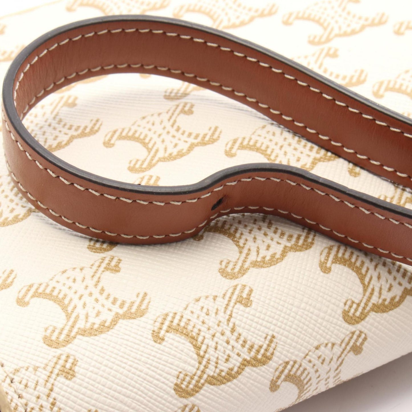 Celine Claude Triomphe Shoulder Bag Coated Canvas Leather