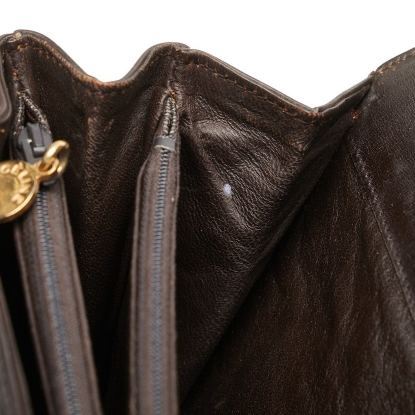 Celine C Macadam Carriage Hardware Clutch Bag In Brown Canvas