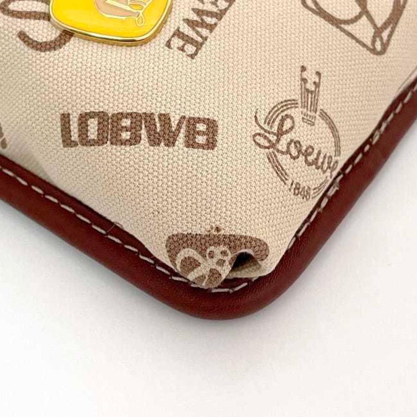 Loewe Shoulder Bag Ec-23670 Beige Brown Anagram 160Th Anniversary Canvas Leather Suede 290606 Loewe