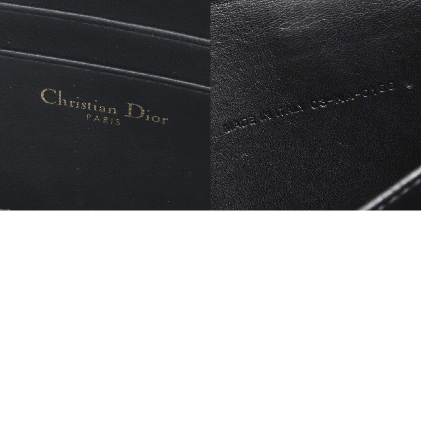 Christian Dior Chain Wallet Clutch Bag Leather Black