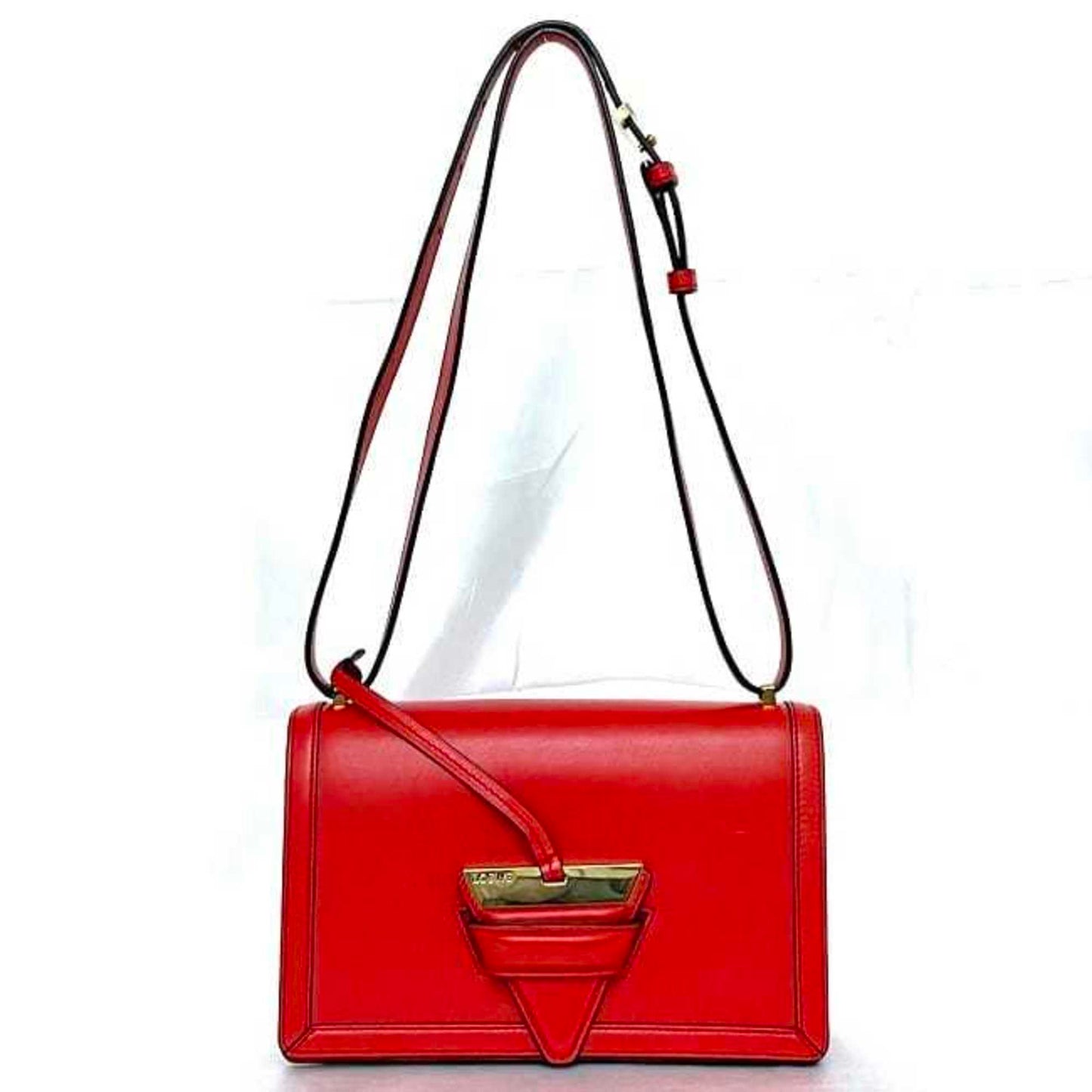 Loewe Shoulder Bag Barcelona Red F-19948 Flap Leather