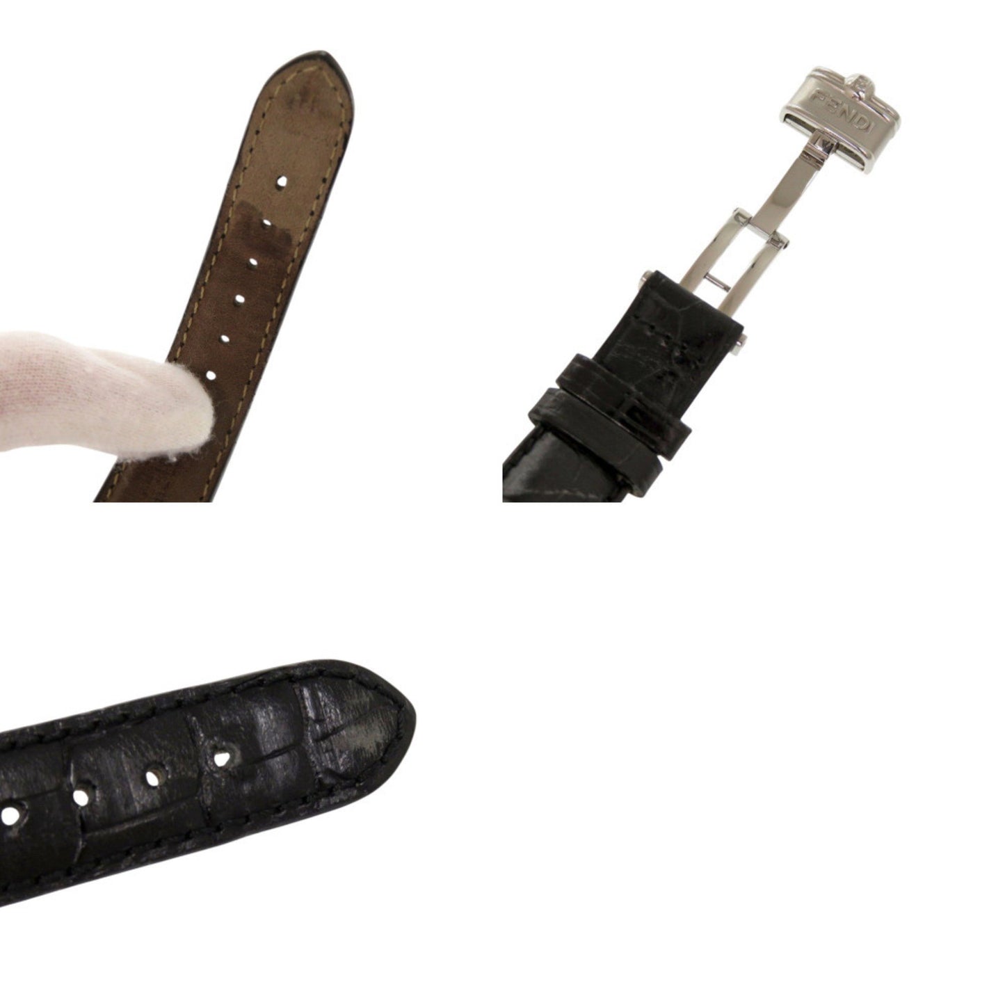 Fendi 4500L Horology Chronograph Stainless Steel Leather Black Quartz Watch