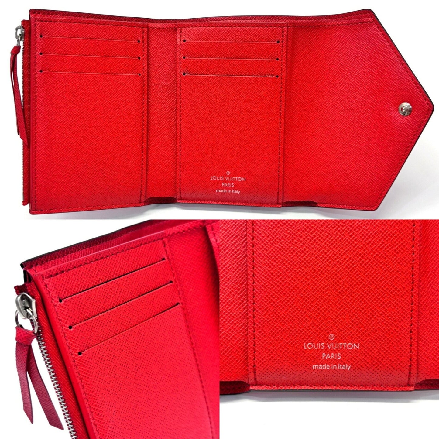 Louis Vuitton Victorine Monogram Escale Portefeuille Rouge Tri-Fold Mini Wallet In Cherry