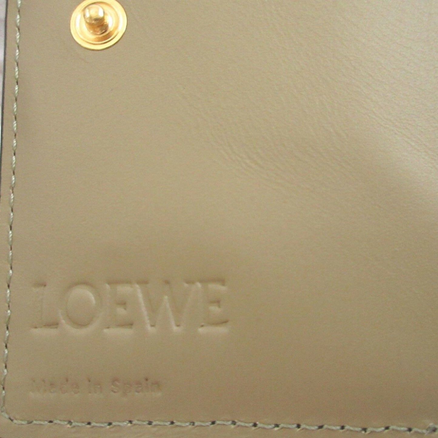 Like New Loewe Puzzle Compact Wallet C510P30X03 Leather Khaki Beige Bi-Fold 1241Loewe