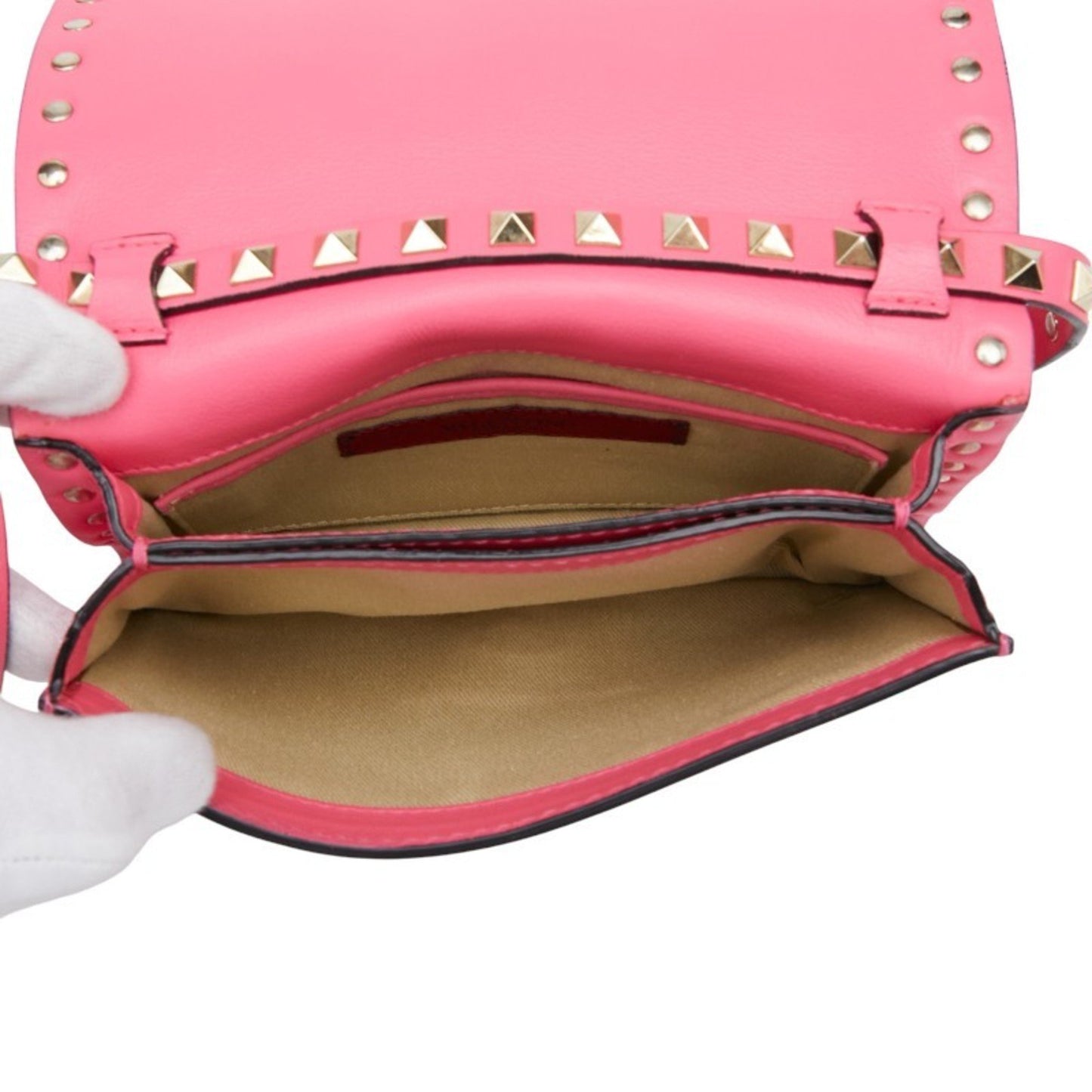 Valentino Studded Shoulder Bag In Pink Leather