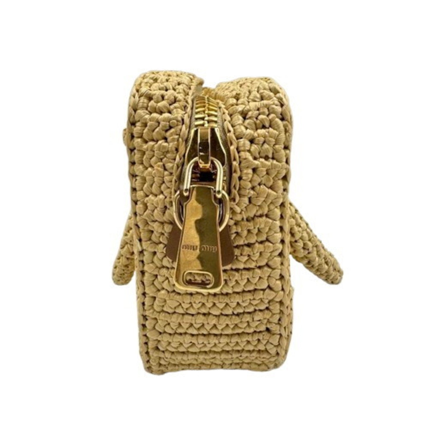 Miu Crochet Handbag 5Bb123 Beige