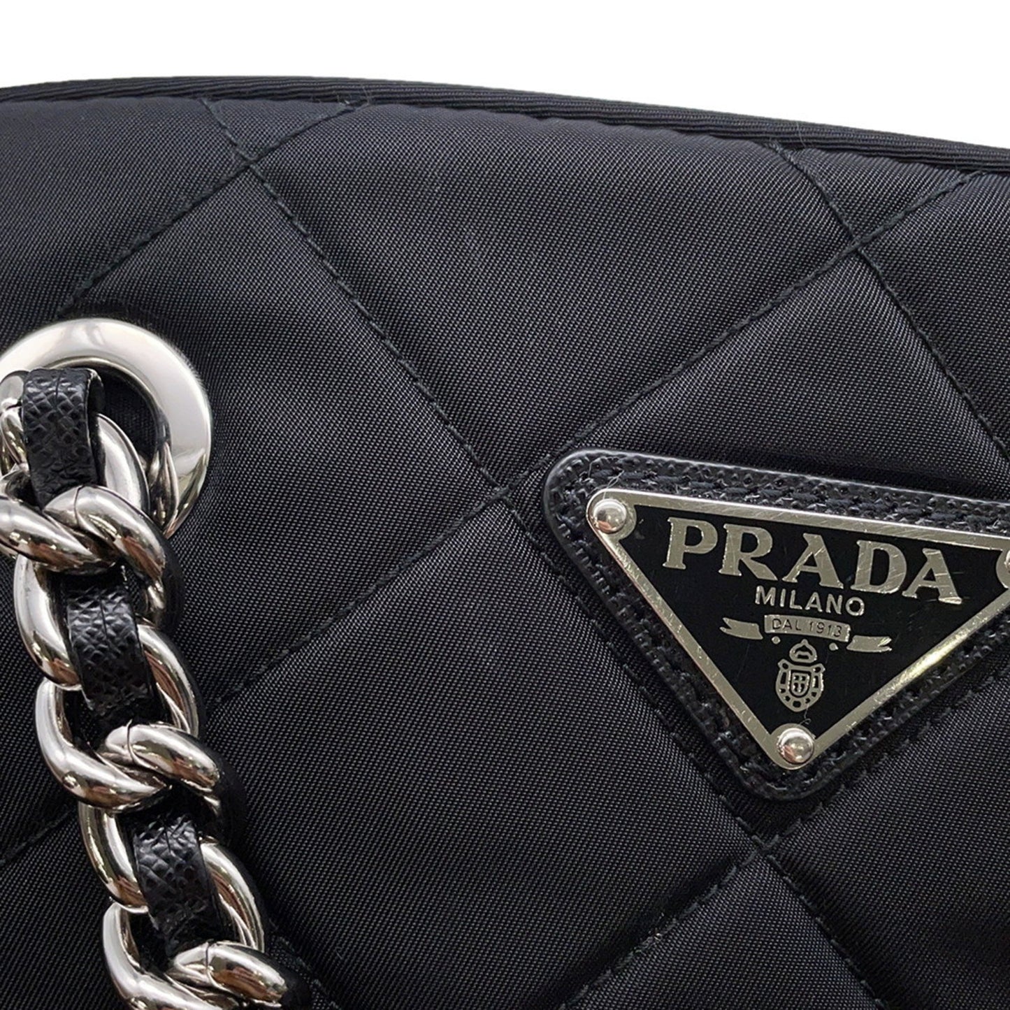 Prada Chain Shoulder Bag In Quilted Nylon