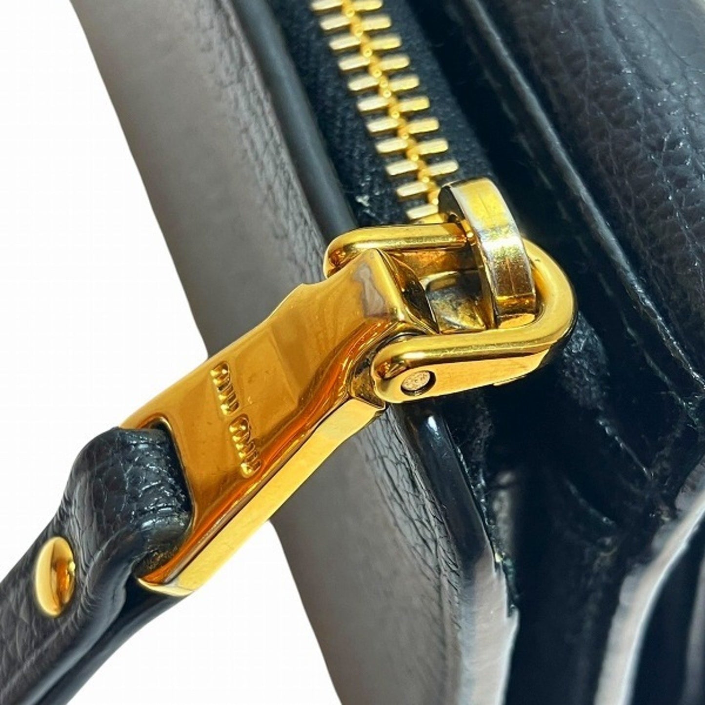 Miu Miu Miu 5Ml014 Black Ribbon Tri-Fold Wallet