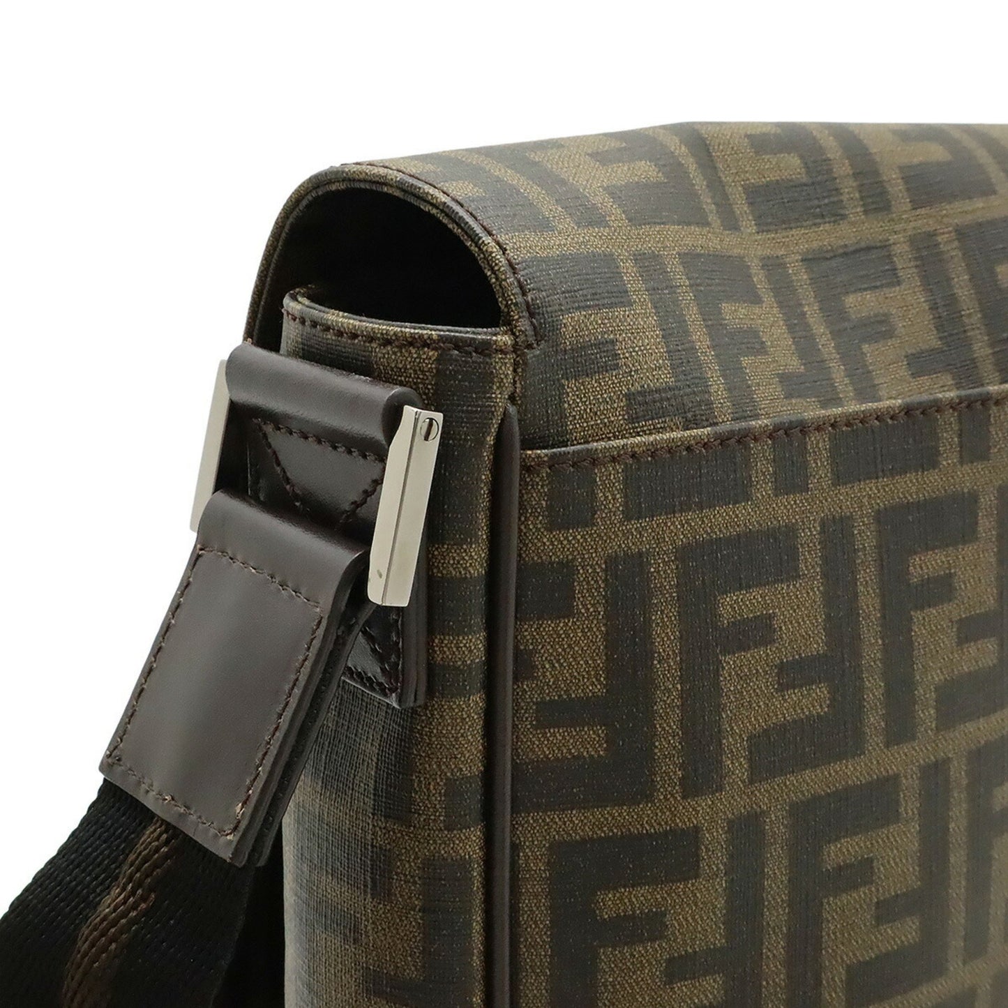 Fendi Zucca Pattern Shoulder Bag In Pvc And Leather