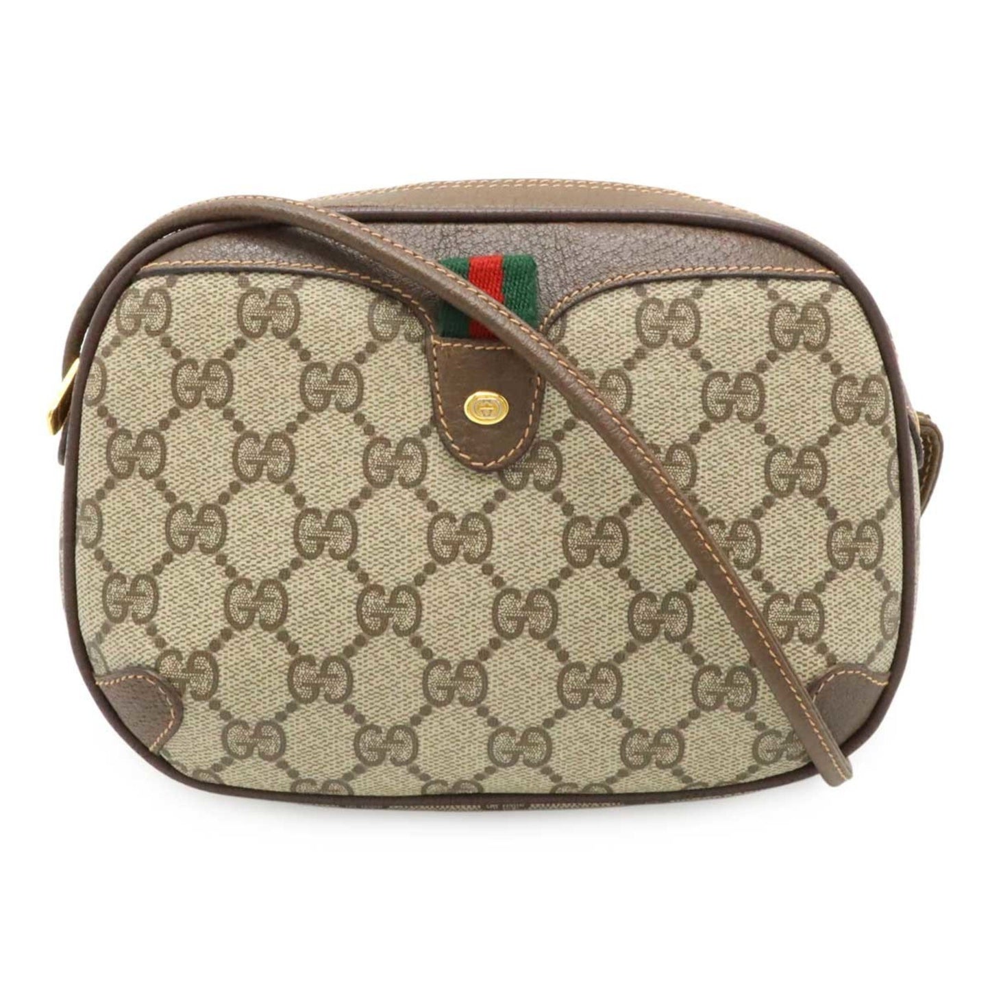 Gucci Old Gucci Sherry Line Pochette Shoulder Bag Pvc Leather Beige Brown 89.02.066