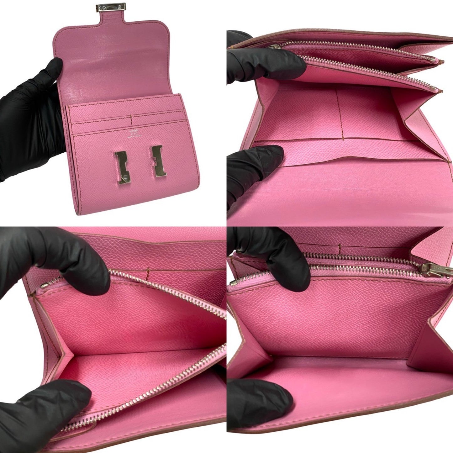 Hermes Constance Compact Epsom Leather Bi-Fold Mini Wallet In Rose Azalee 88789