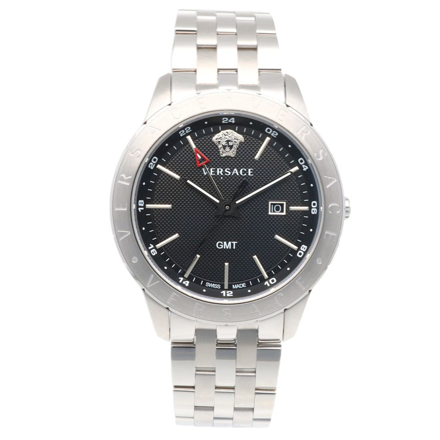 Versace Universe Gmt Watch Stainless Steel Wr 3Atm Quartz