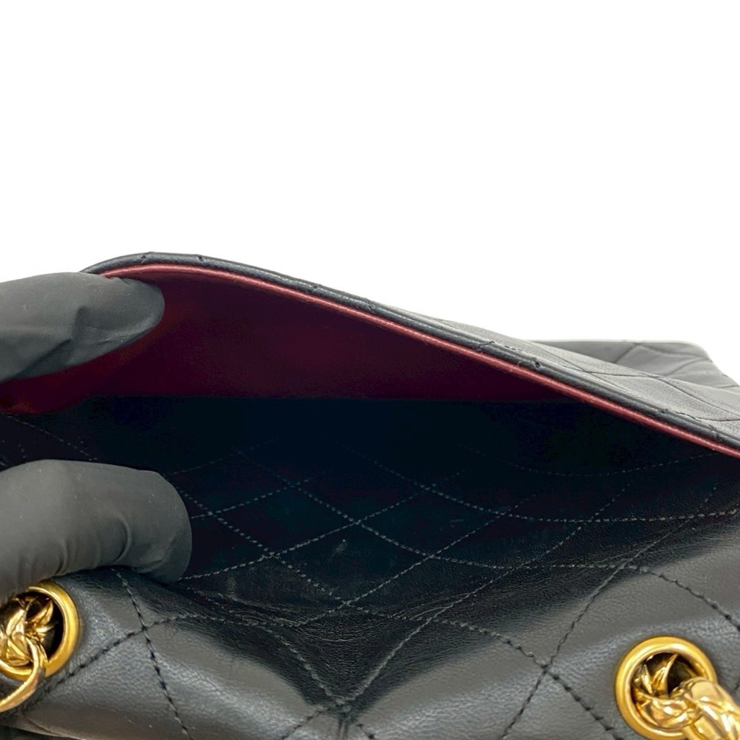 Seal No. 0 Chanel Matelasse Coco Lambskin Leather Chain Shoulder Bag Pochette Black 27516