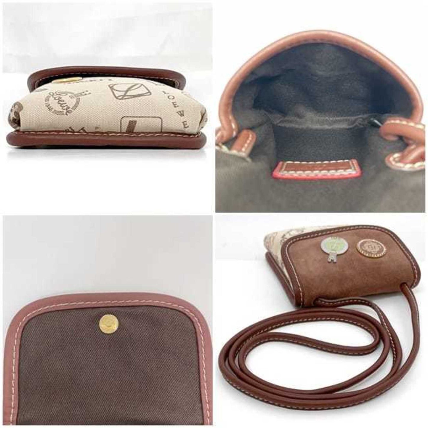 Loewe Shoulder Bag Ec-23670 Beige Brown Anagram 160Th Anniversary Canvas Leather Suede 290606 Loewe