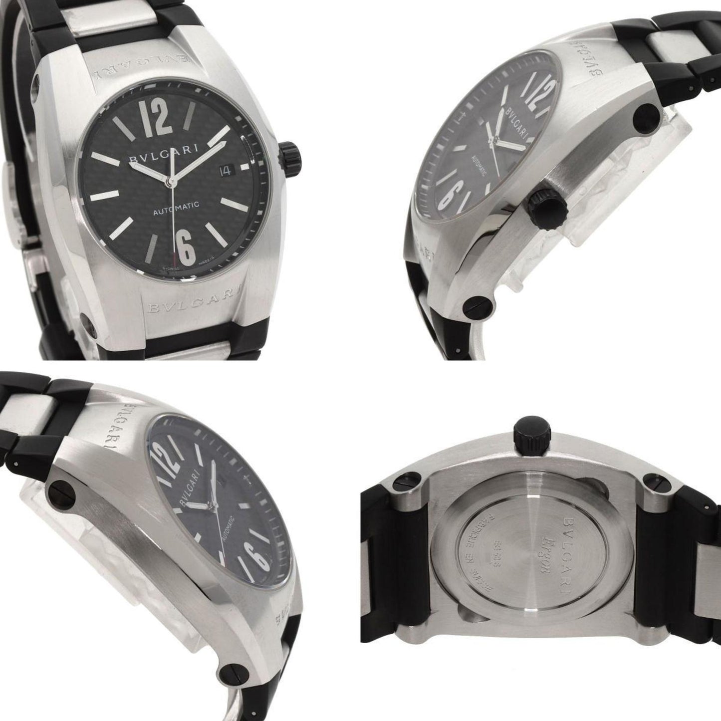 Bvlgari Eg40 Ergon Carbon Watch Stainless Steel Rubber