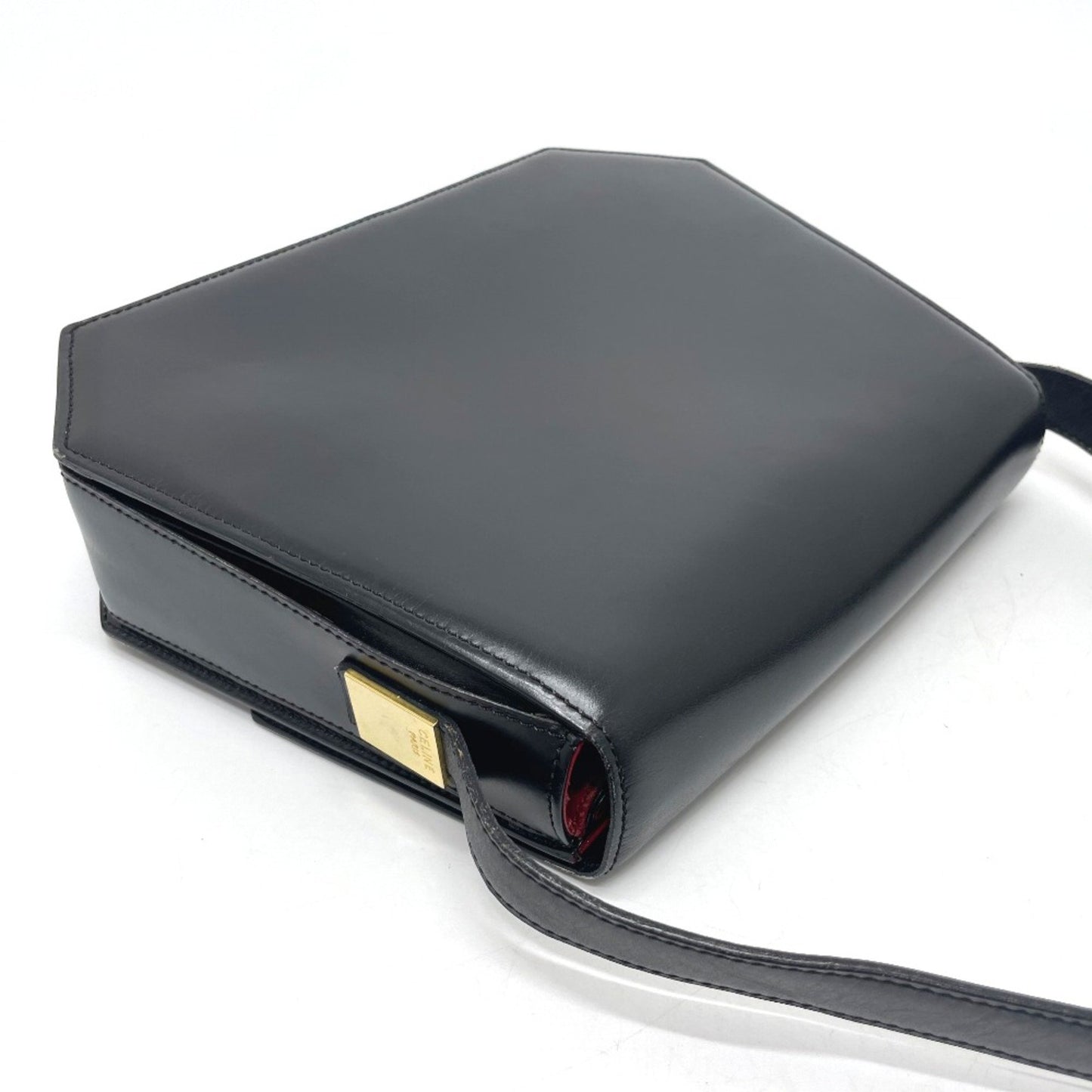 Celine Logo Bag Crossbody Shoulder Bag Black Goldhardware