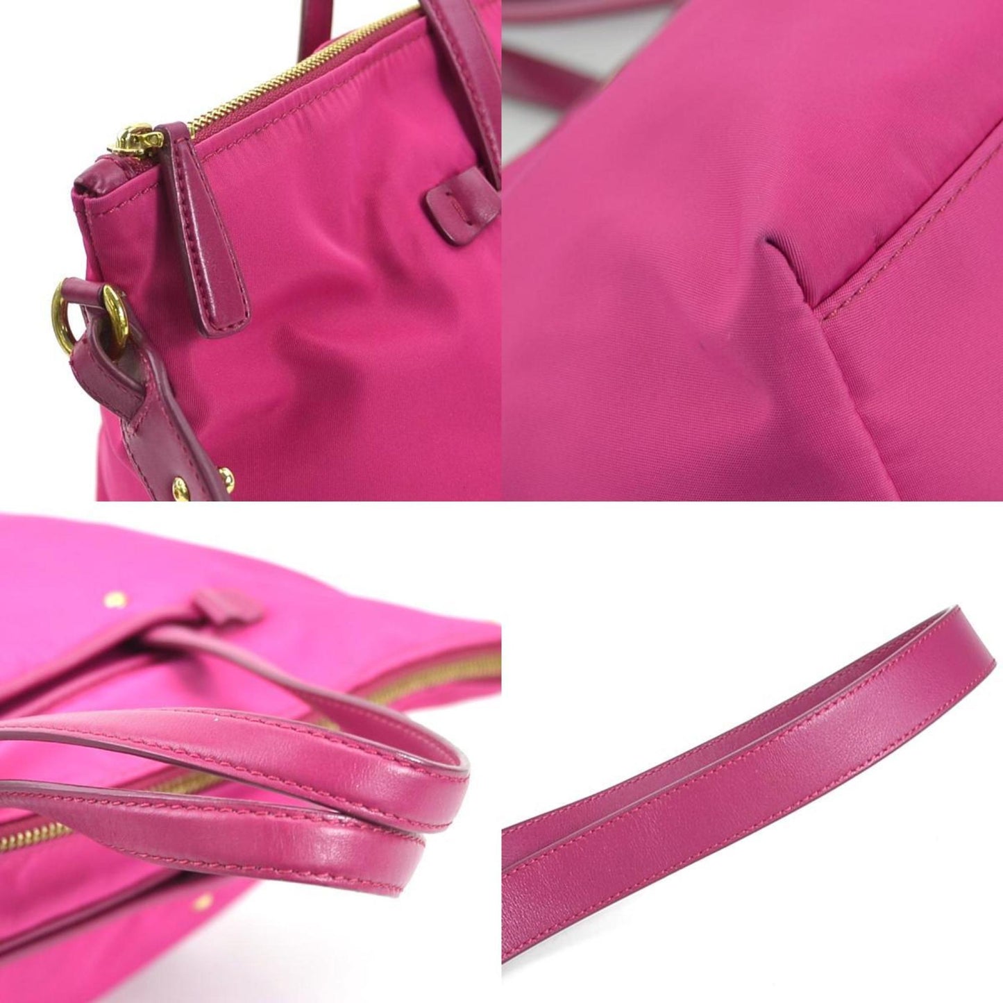Salvatore Ferragamo Handbag Shoulder Bag Gancini Nylon Leather Magenta Gold