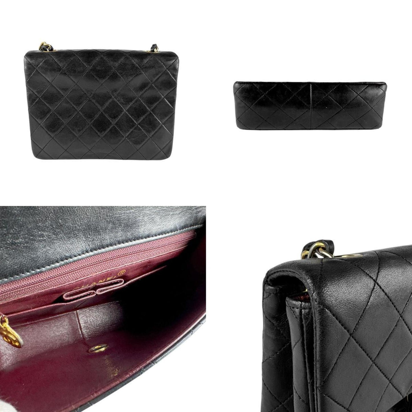 Chanel Shoulder Bag Matelasse Leather Metal Black Gold