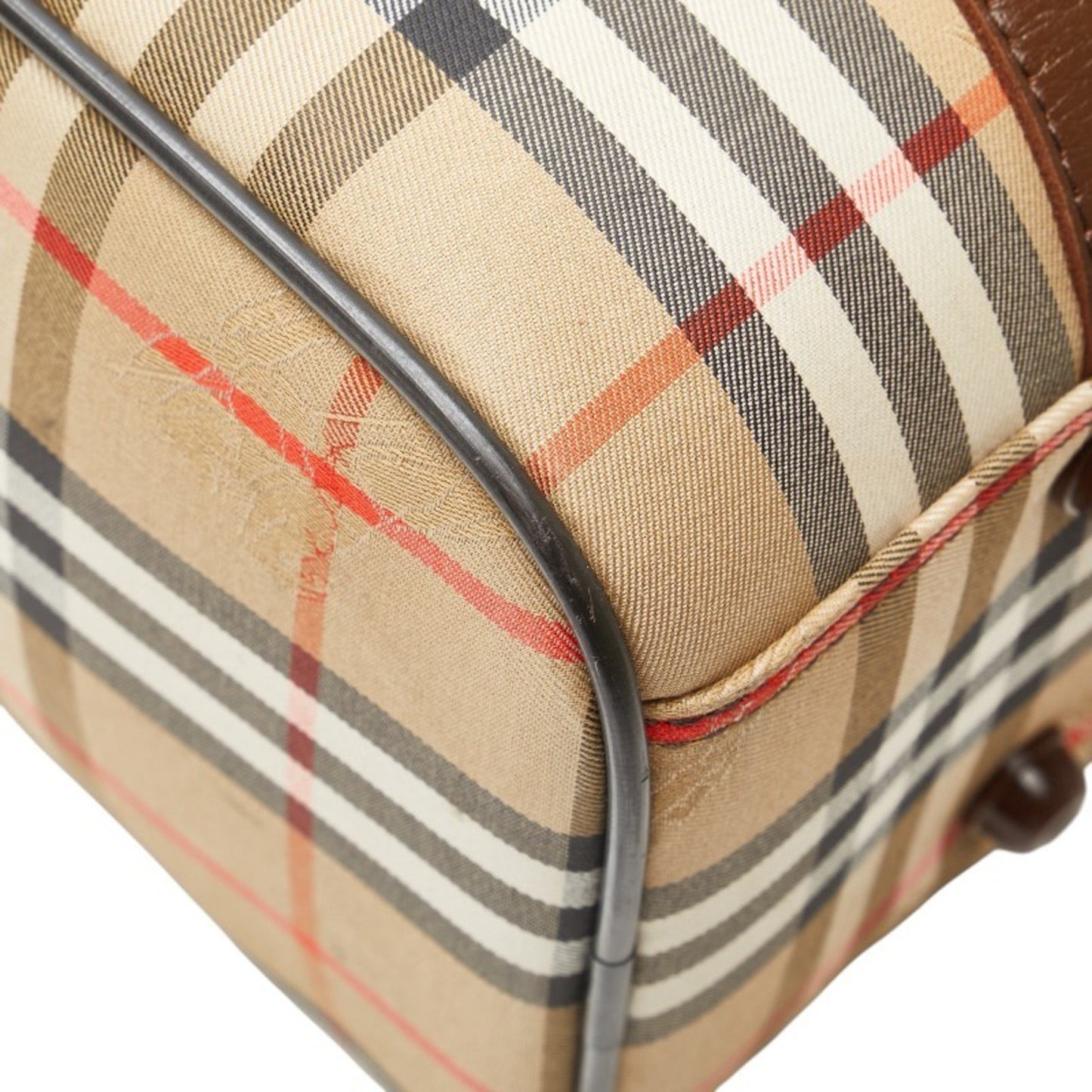 Burberry Nova Check Shadow Horse Boston Bag In Beige