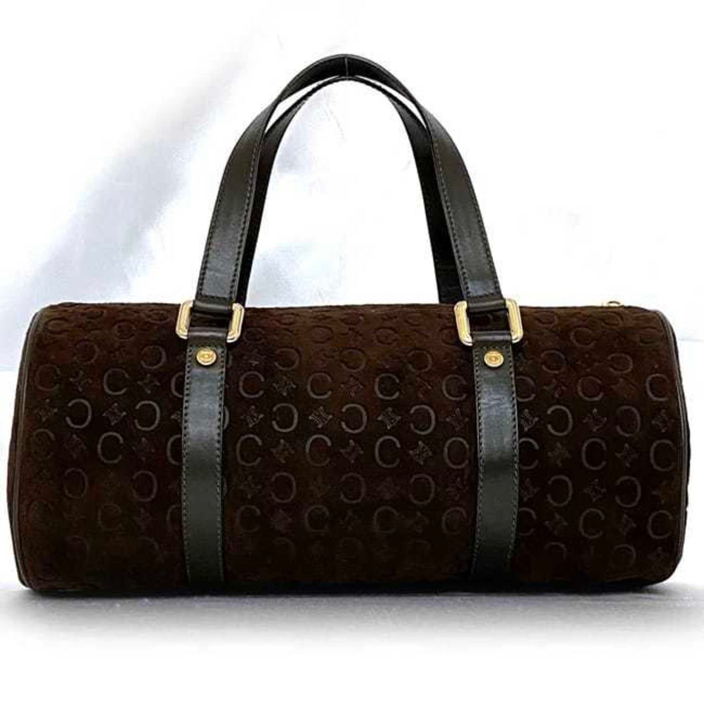 Celine Handbag F-21889 Brown C Macadam Boston Bag Suede Leather Ce00/12 Celine