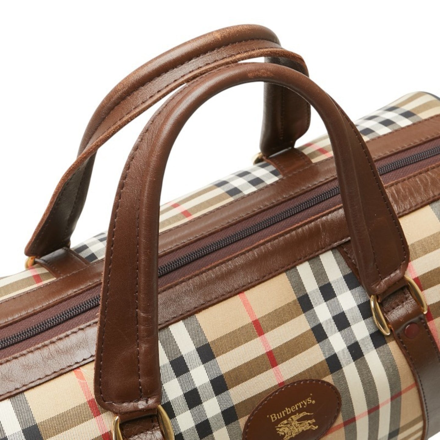 Burberry Nova Check Shadow Horse Boston Bag In Beige
